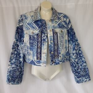 Chico's Silver Five Button Sequin Jacket